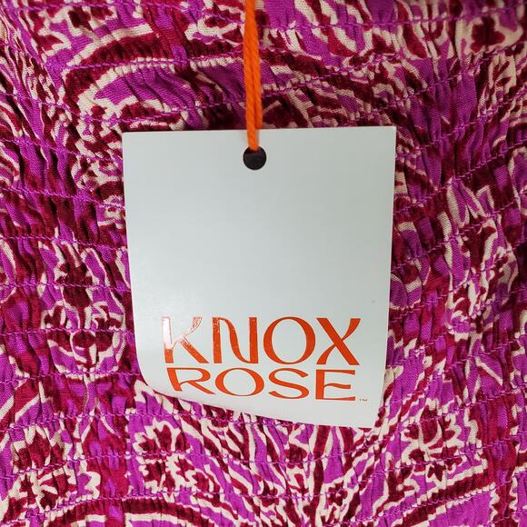 Knox Rose Women's Sleeveless One Shoulder A-Line Maxi Dress Magenta Geome XL - Picture 9 of 9